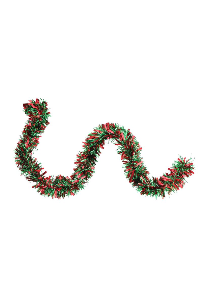 50 x 3Inch Red and Green Wide Cut 6-Ply Artificial Christmas Garland - Unlit