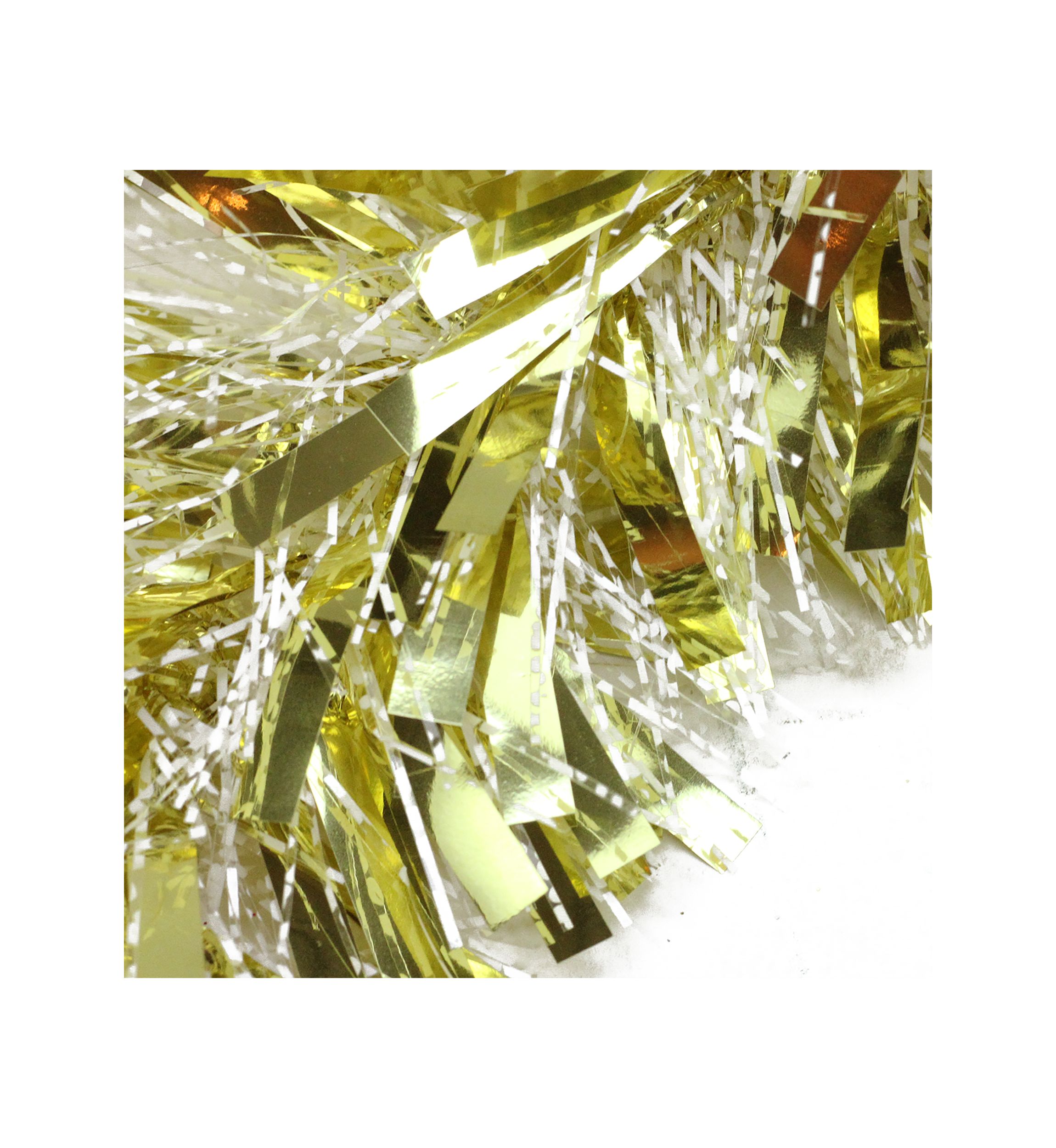 50 Gold and White Wide Cut Christmas Tinsel Garland - Unlit