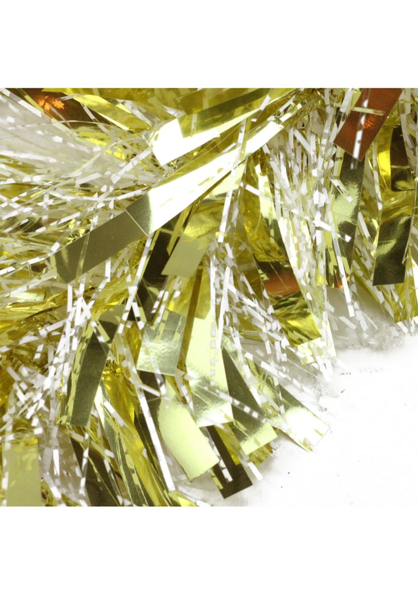 50 Gold and White Wide Cut Christmas Tinsel Garland - Unlit