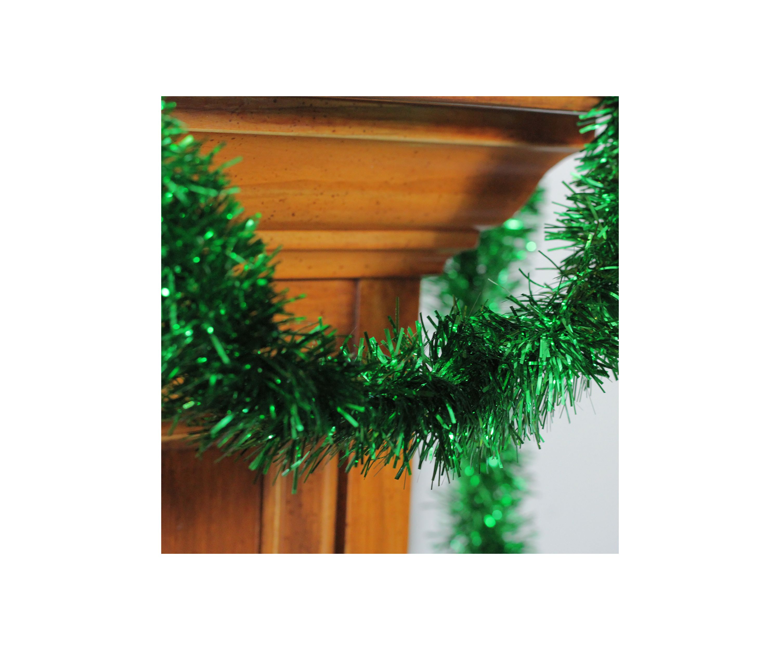 50 x 2.75Inch Green Tinsel Artificial Christmas Garland - Unlit