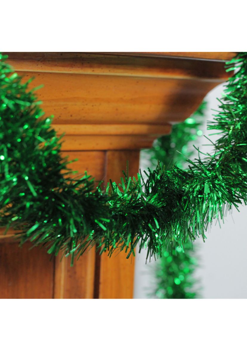50 x 2.75Inch Green Tinsel Artificial Christmas Garland - Unlit