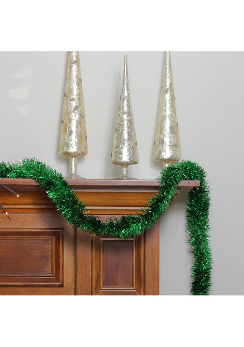 50 x 2.75Inch Green Tinsel Artificial Christmas Garland - Unlit