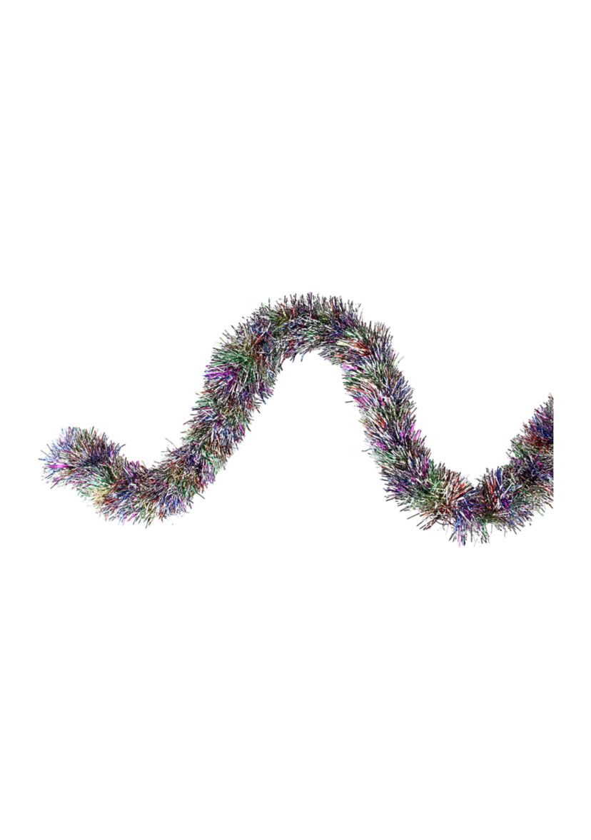 50 x 3Inch Silver Tinsel Rainbow Artificial Christmas Garland - Unlit