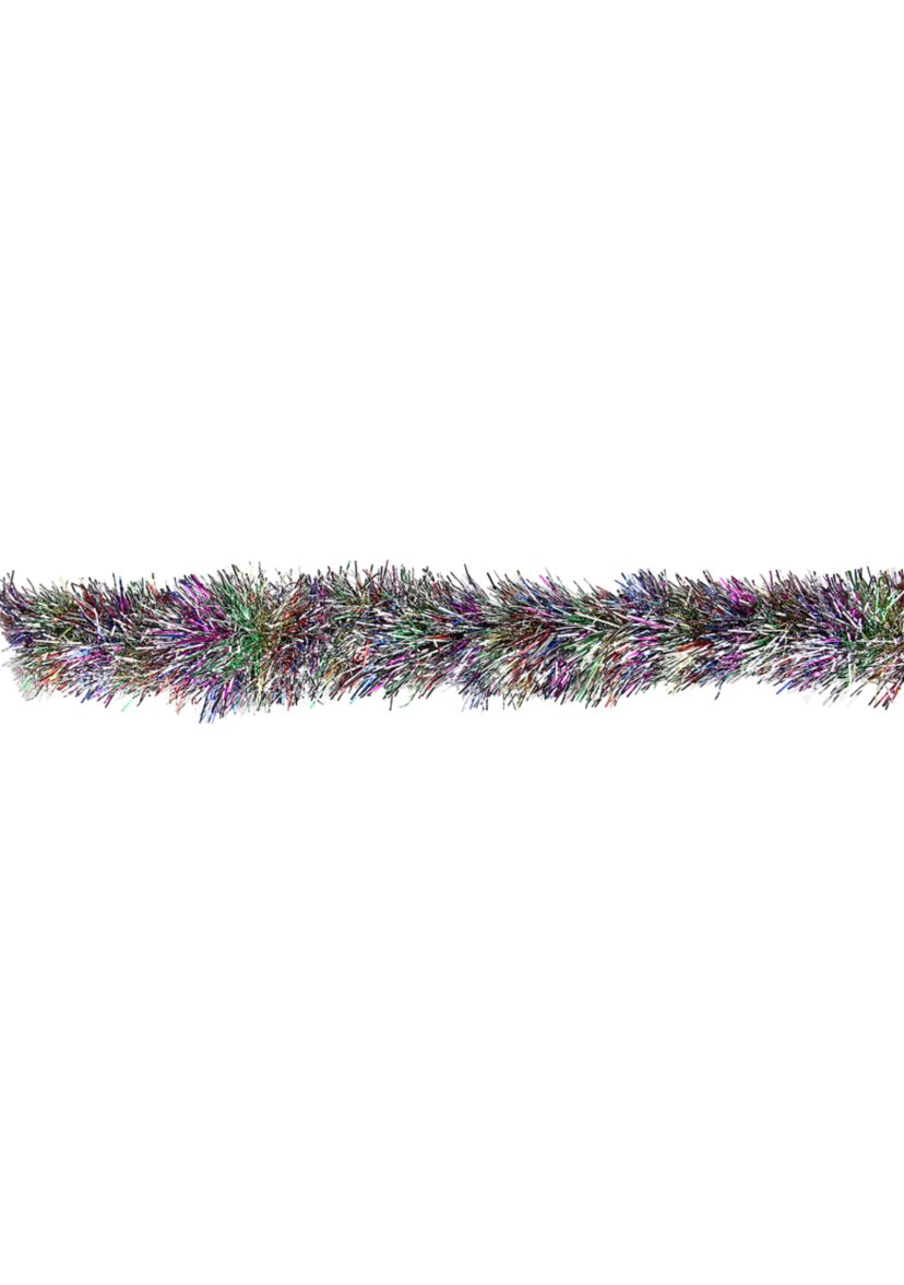 50 x 3Inch Silver Tinsel Rainbow Artificial Christmas Garland - Unlit