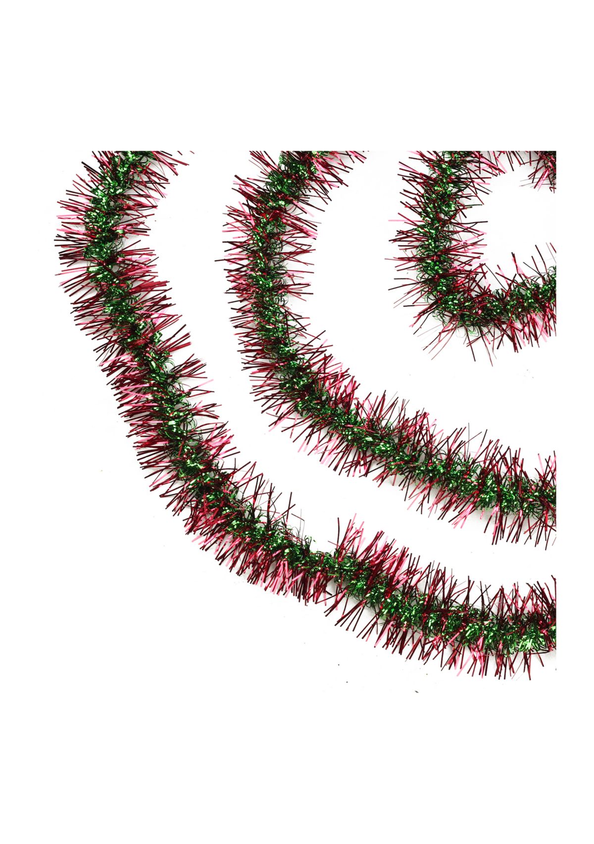 50 x 3Inch Red and Green Spiral Center Christmas Tinsel Garland - Unlit