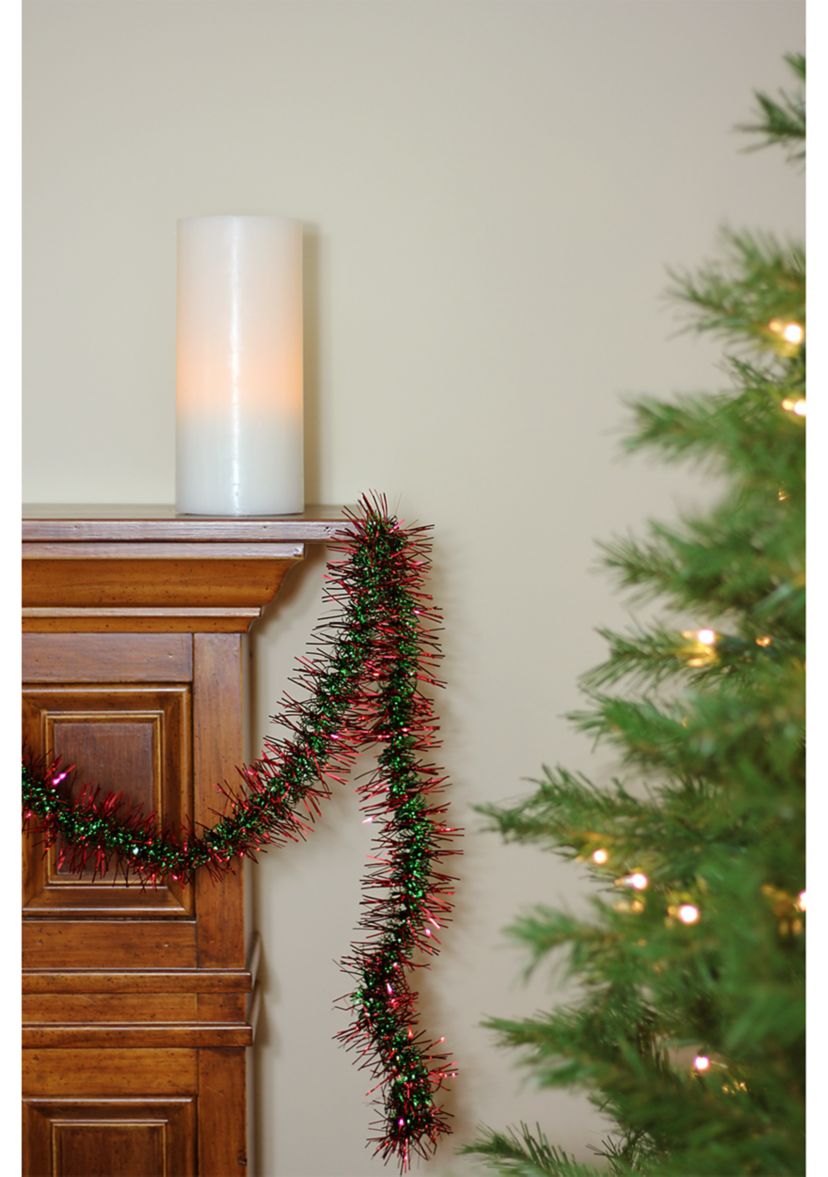 50 x 3Inch Red and Green Spiral Center Christmas Tinsel Garland - Unlit