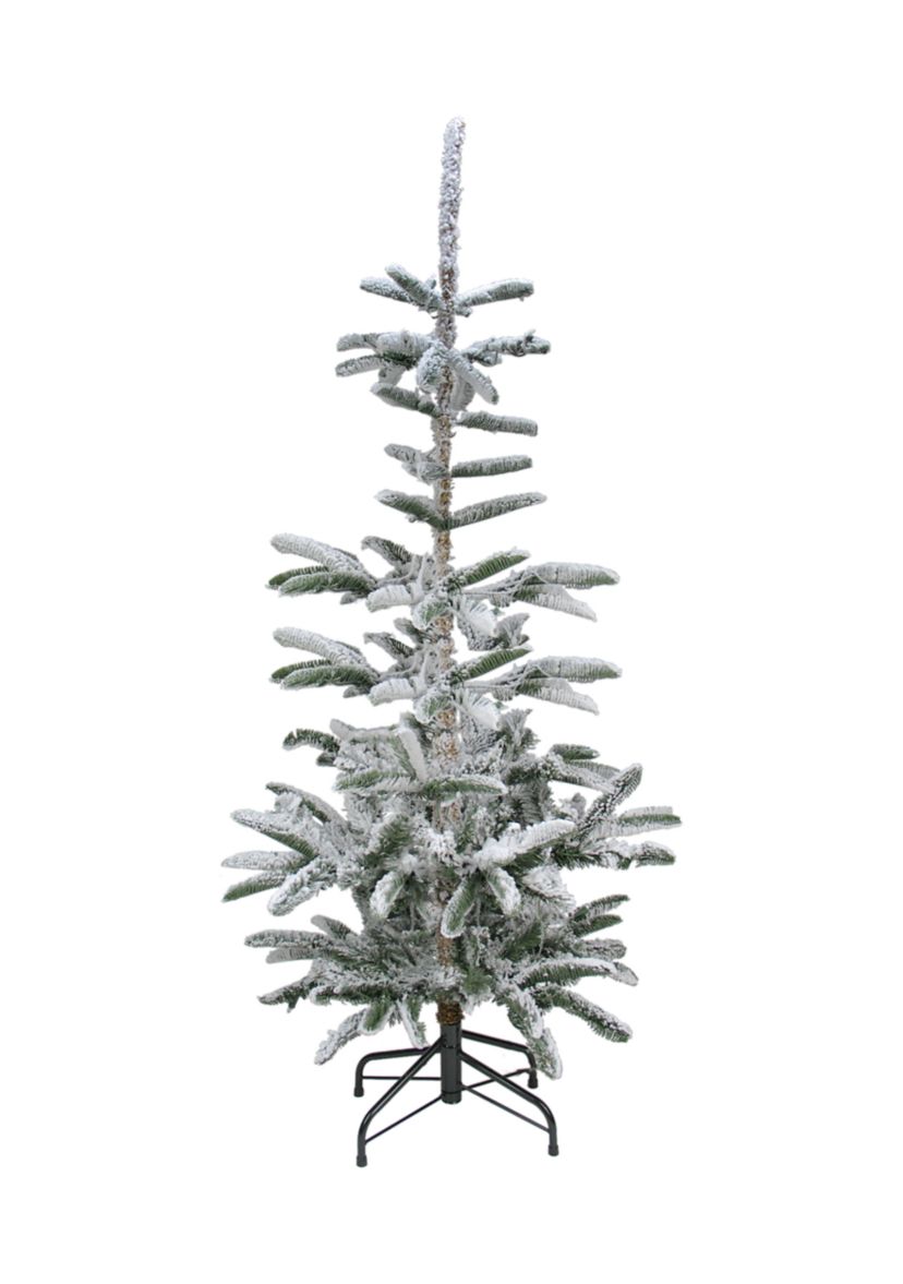 6.5 Green Slim Flocked Nordmann Fir Artificial Christmas Tree - Unlit