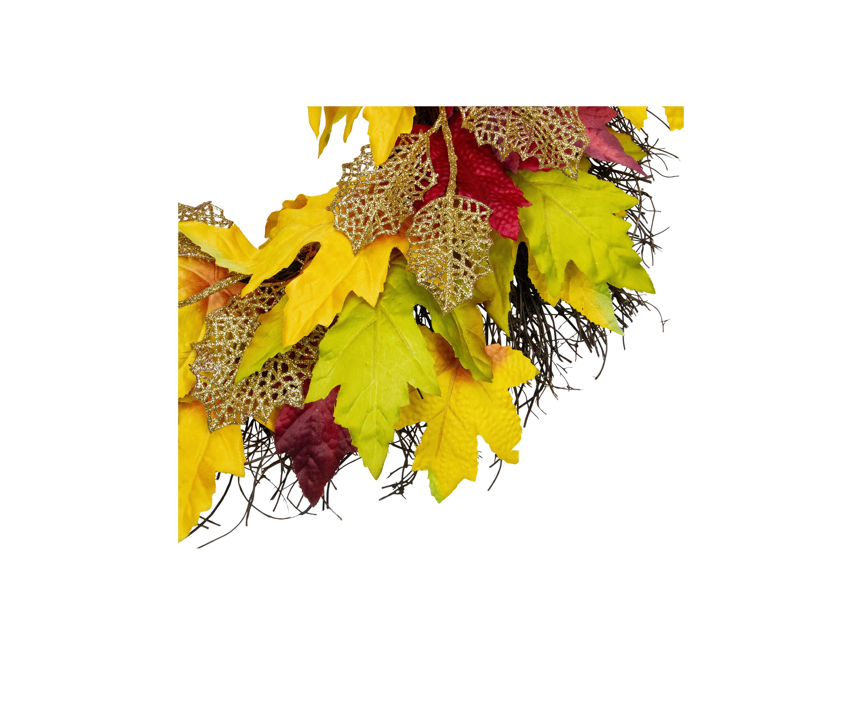 Maple Leaf Artificial Fall Harvest Wreath  22- inch
