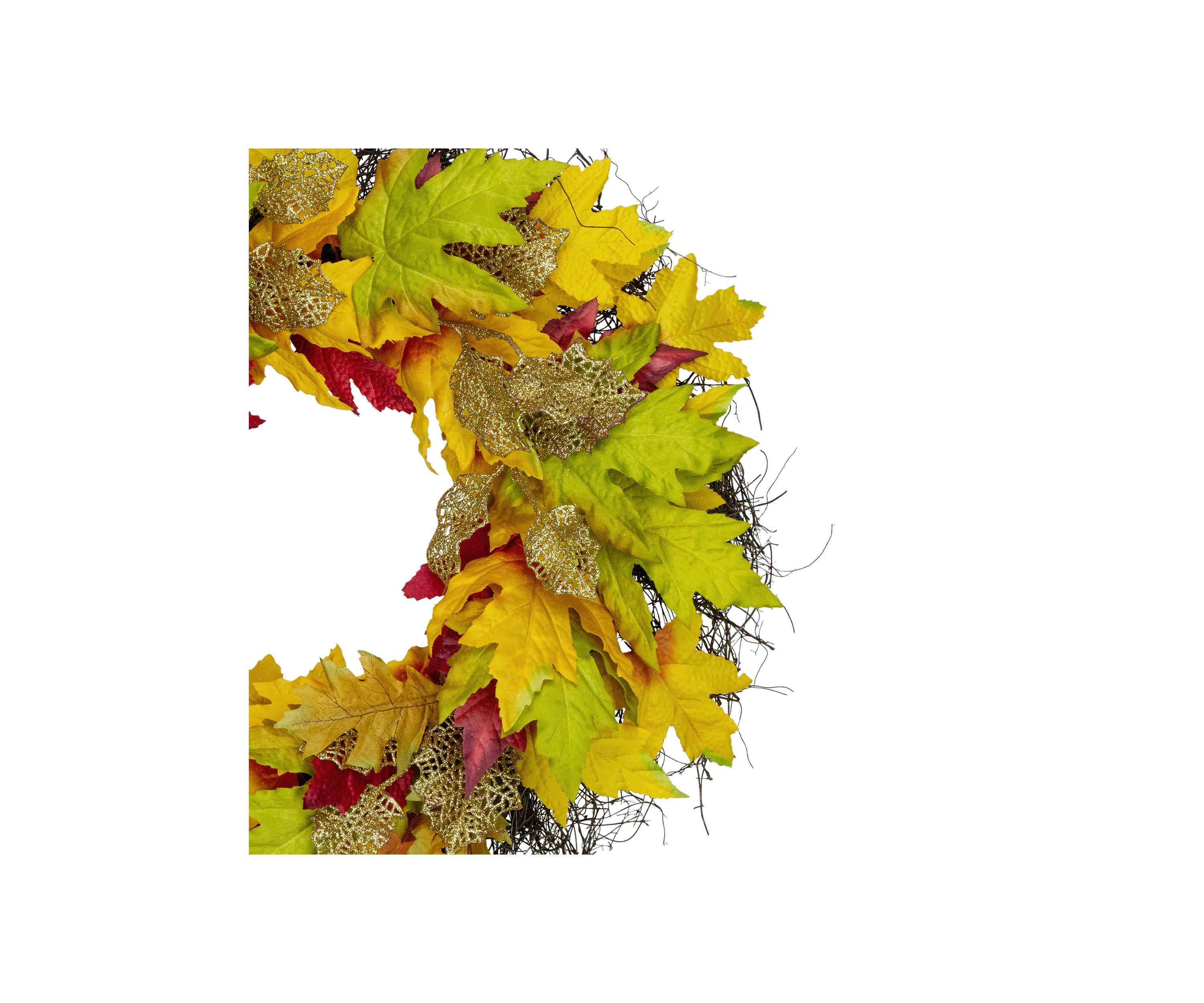 Maple Leaf Artificial Fall Harvest Wreath  22- inch