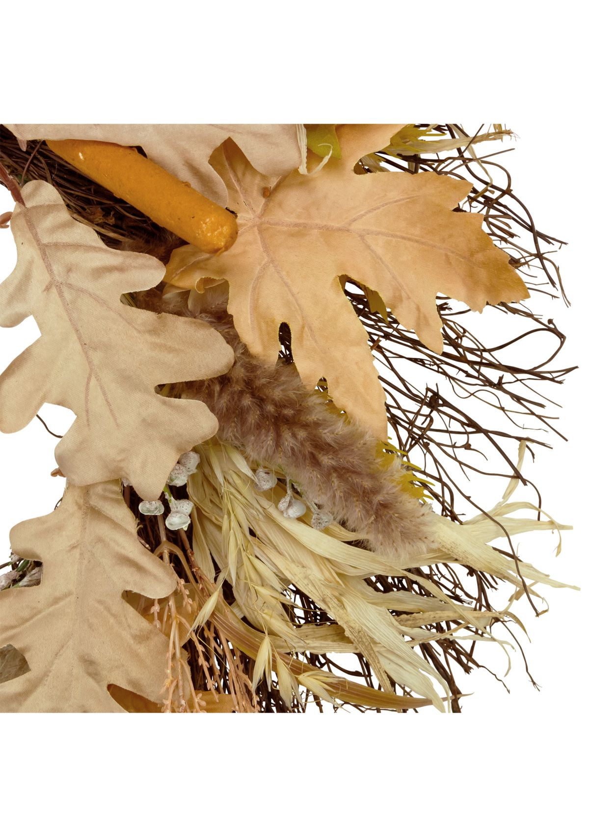Cattail and Wheat Twig Artificial Fall Harvest Wreath  24- inch