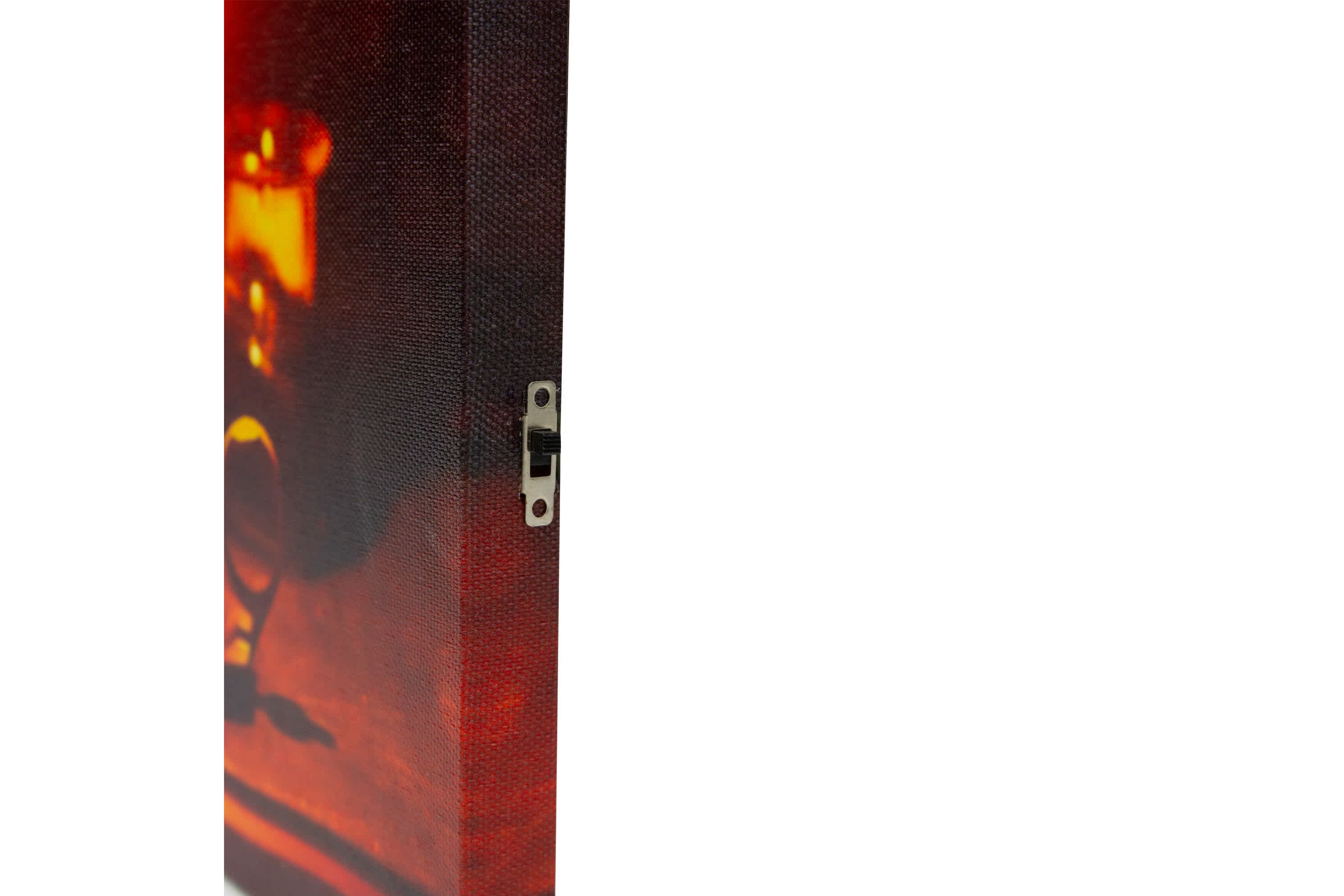 LED Lighted Skull by Flickering Candlelight Halloween Canvas Wall Art 12" x 15.75"