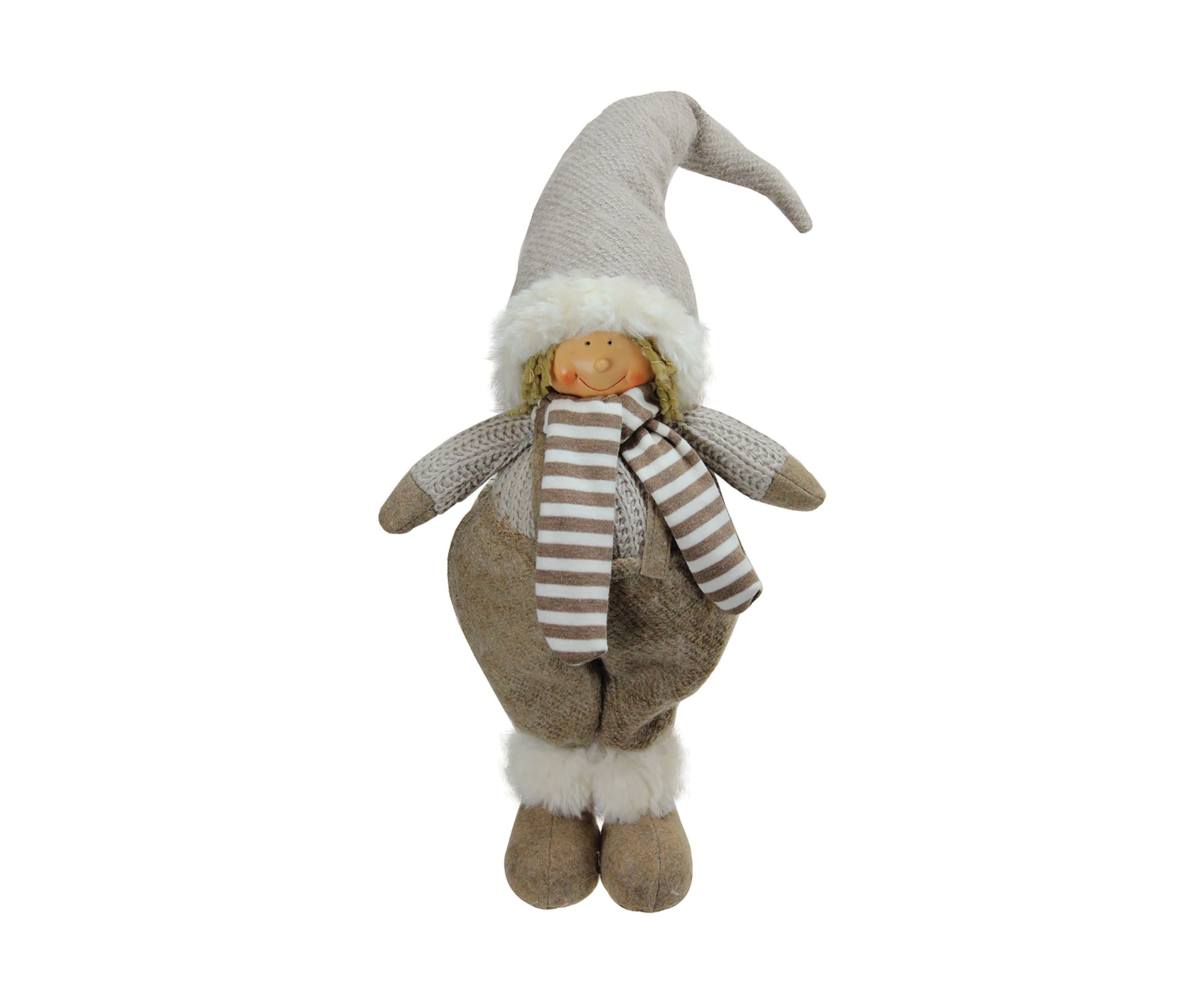 12Inch Brown and White Girl in Skirt Christmas Tabletop Figure