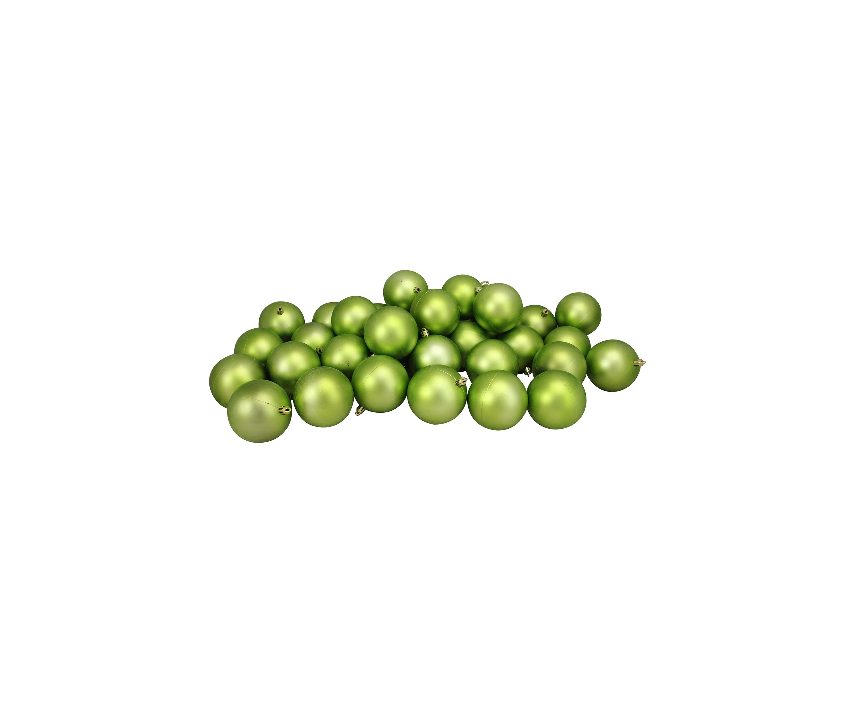 32ct Matte Kiwi Green Shatterproof Christmas Ball Ornaments 3.25Inch (80mm)