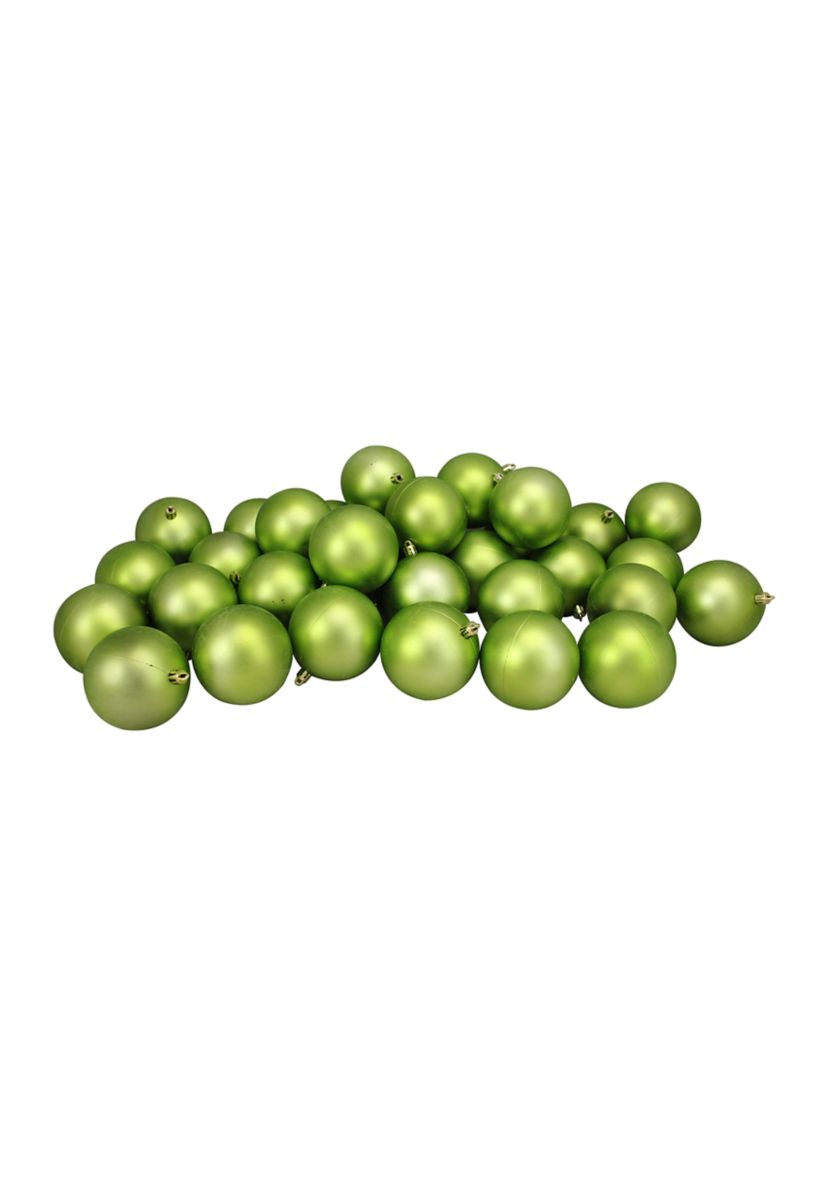 32ct Matte Kiwi Green Shatterproof Christmas Ball Ornaments 3.25Inch (80mm)