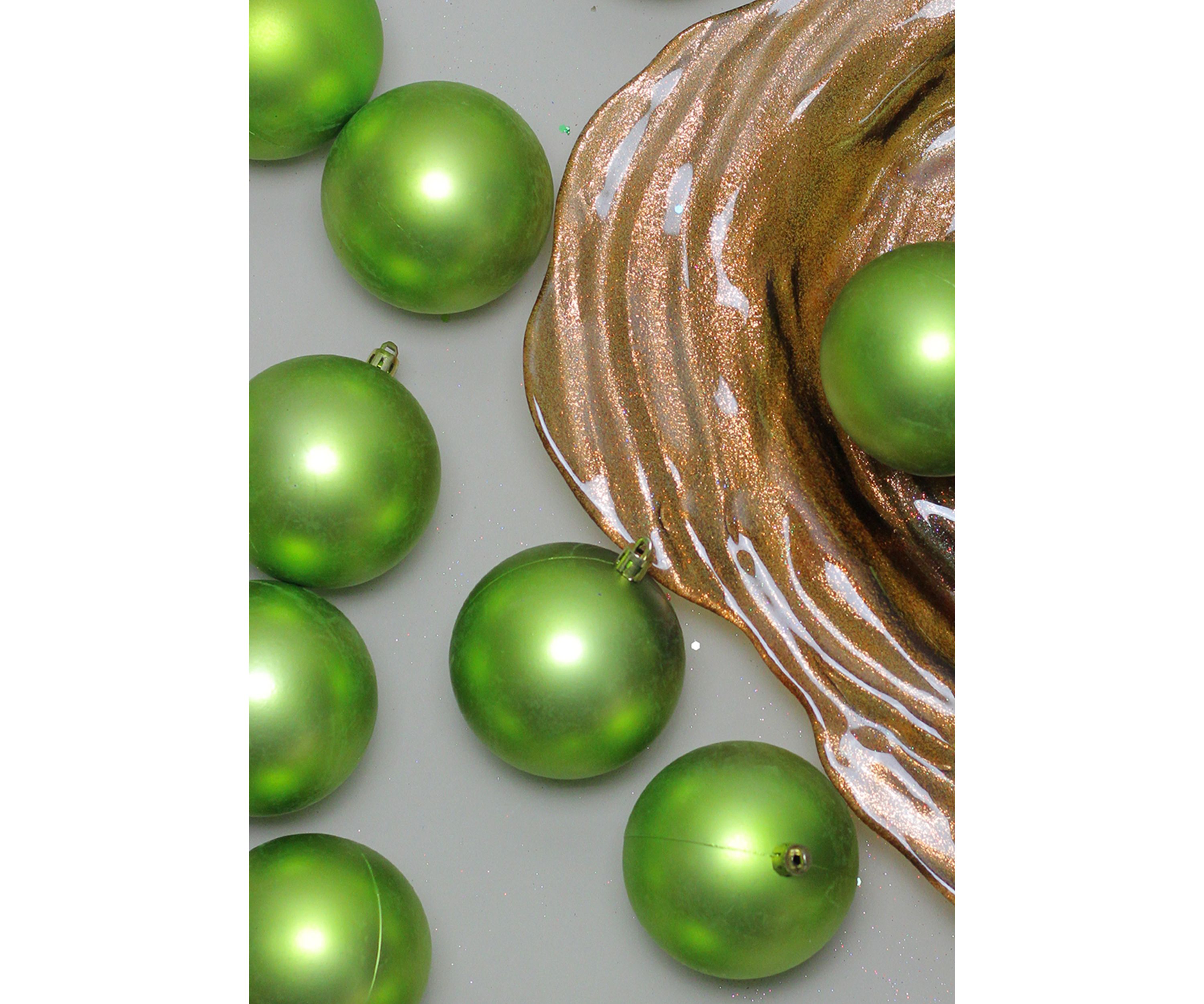 32ct Matte Kiwi Green Shatterproof Christmas Ball Ornaments 3.25Inch (80mm)