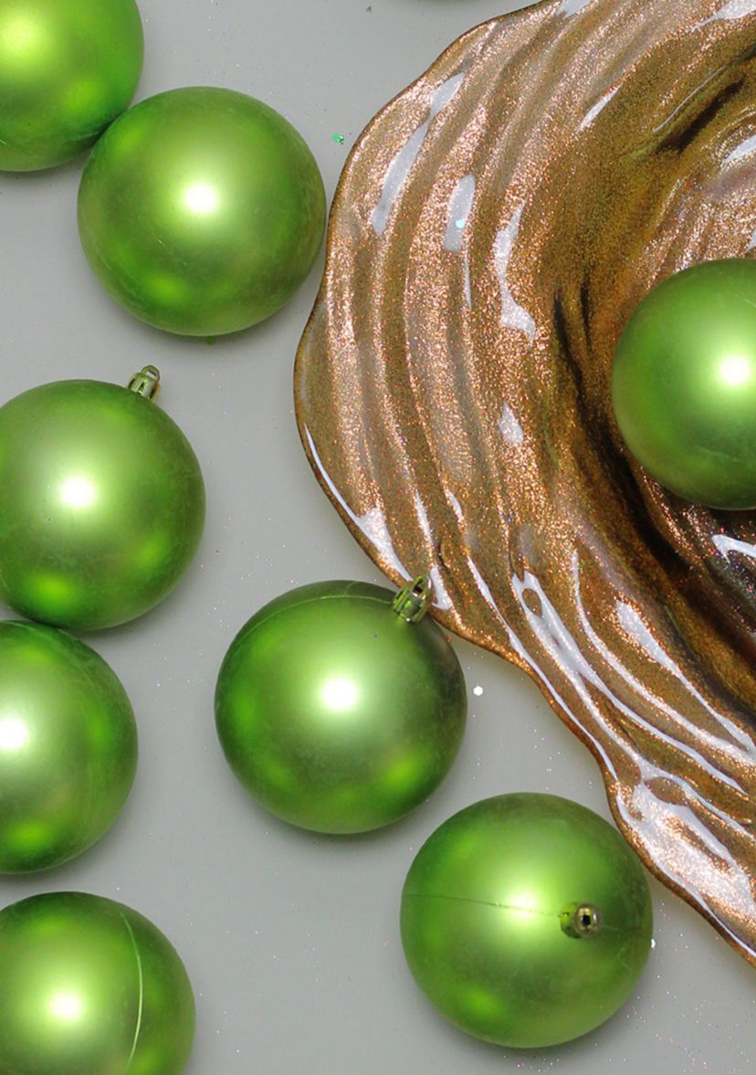 32ct Matte Kiwi Green Shatterproof Christmas Ball Ornaments 3.25Inch (80mm)