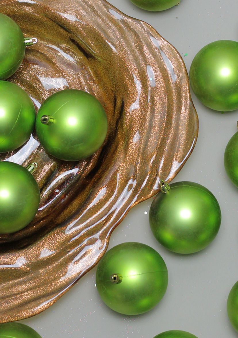 32ct Matte Kiwi Green Shatterproof Christmas Ball Ornaments 3.25Inch (80mm)