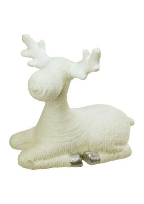 Northlight 14 Inch Creamy White and Silver Sitting Christmas Moose ...