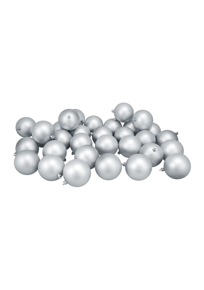 32ct Matte Silver Shatterproof Christmas Ball Ornaments 3.25Inch (80mm)