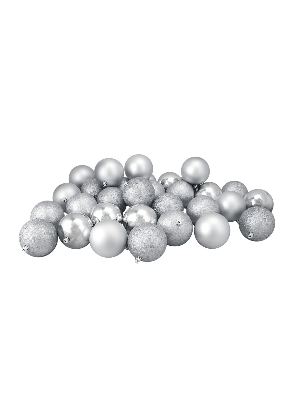 32 Count Silver Shatterproof 4 Finish Christmas Ball Ornaments - 3.25" 