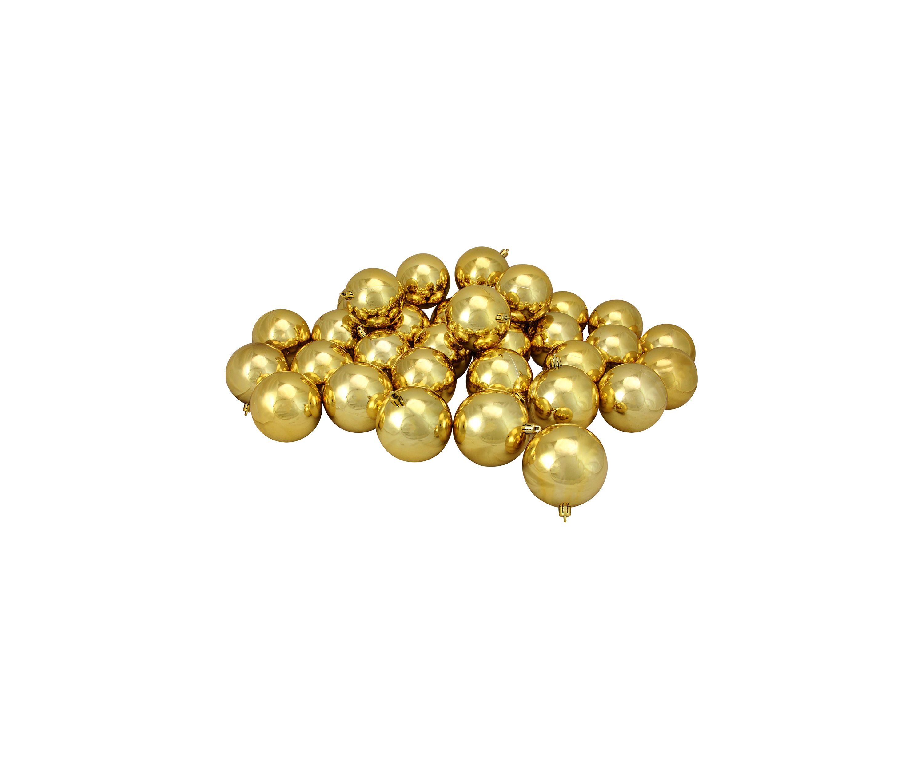 32ct Shiny Vegas Gold Shatterproof Christmas Ball Ornaments 3.25" (80mm)