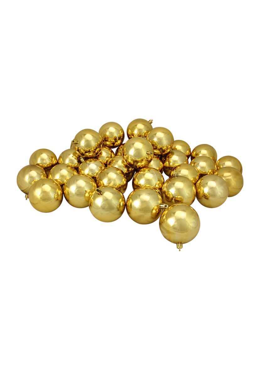 32ct Shiny Vegas Gold Shatterproof Christmas Ball Ornaments 3.25" (80mm)