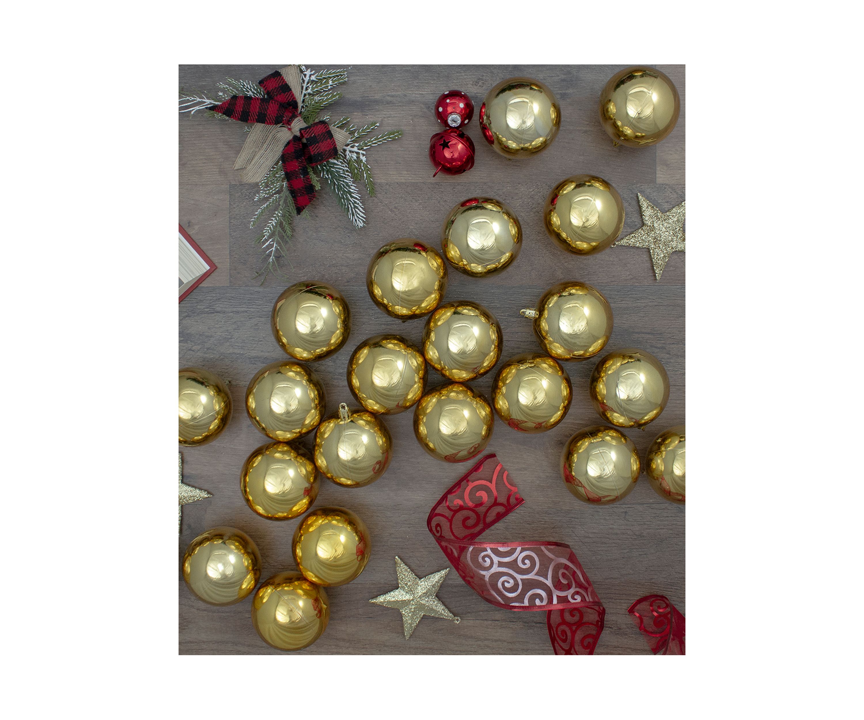 32ct Shiny Vegas Gold Shatterproof Christmas Ball Ornaments 3.25" (80mm)