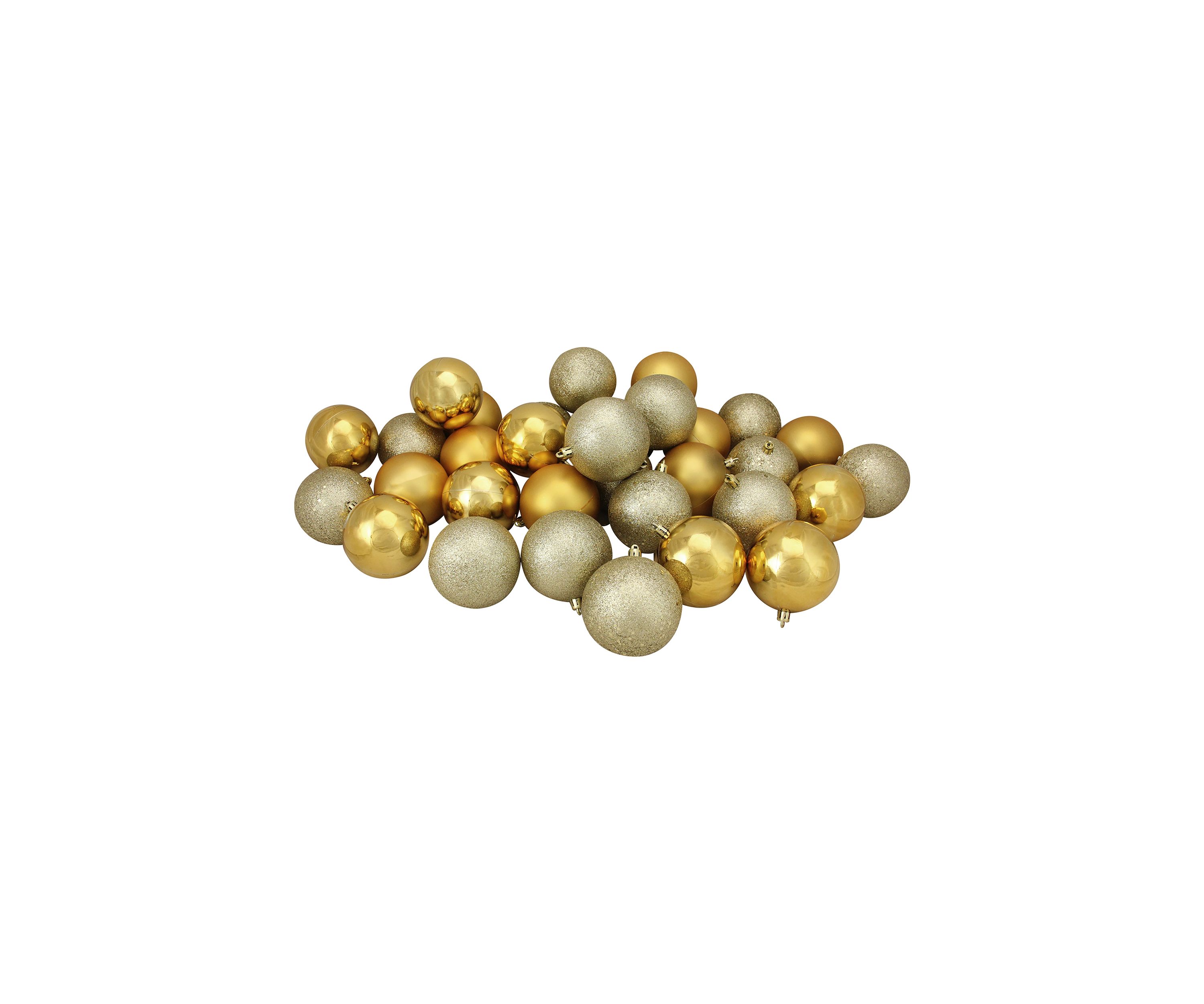 60ct Vegas Gold Shatterproof 4 Finish Christmas Ball Ornaments 2.5Inch (60mm)