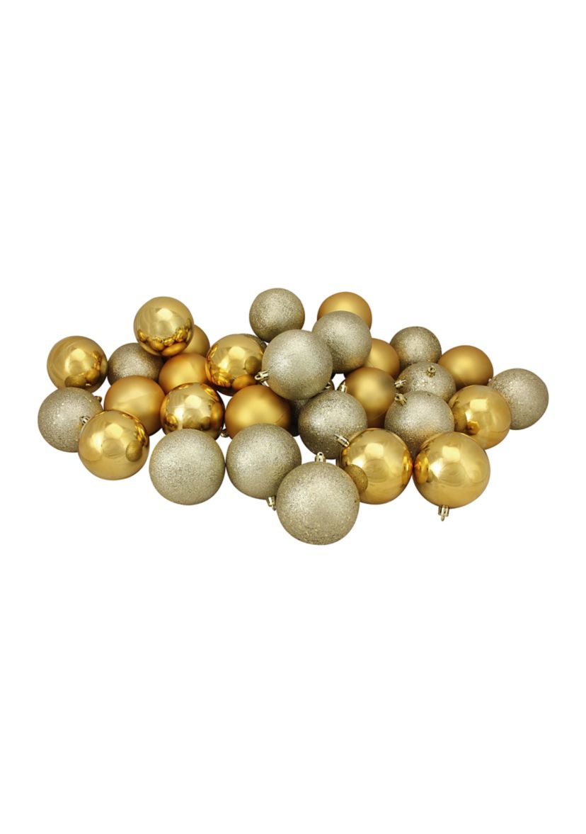 60ct Vegas Gold Shatterproof 4 Finish Christmas Ball Ornaments 2.5Inch (60mm)