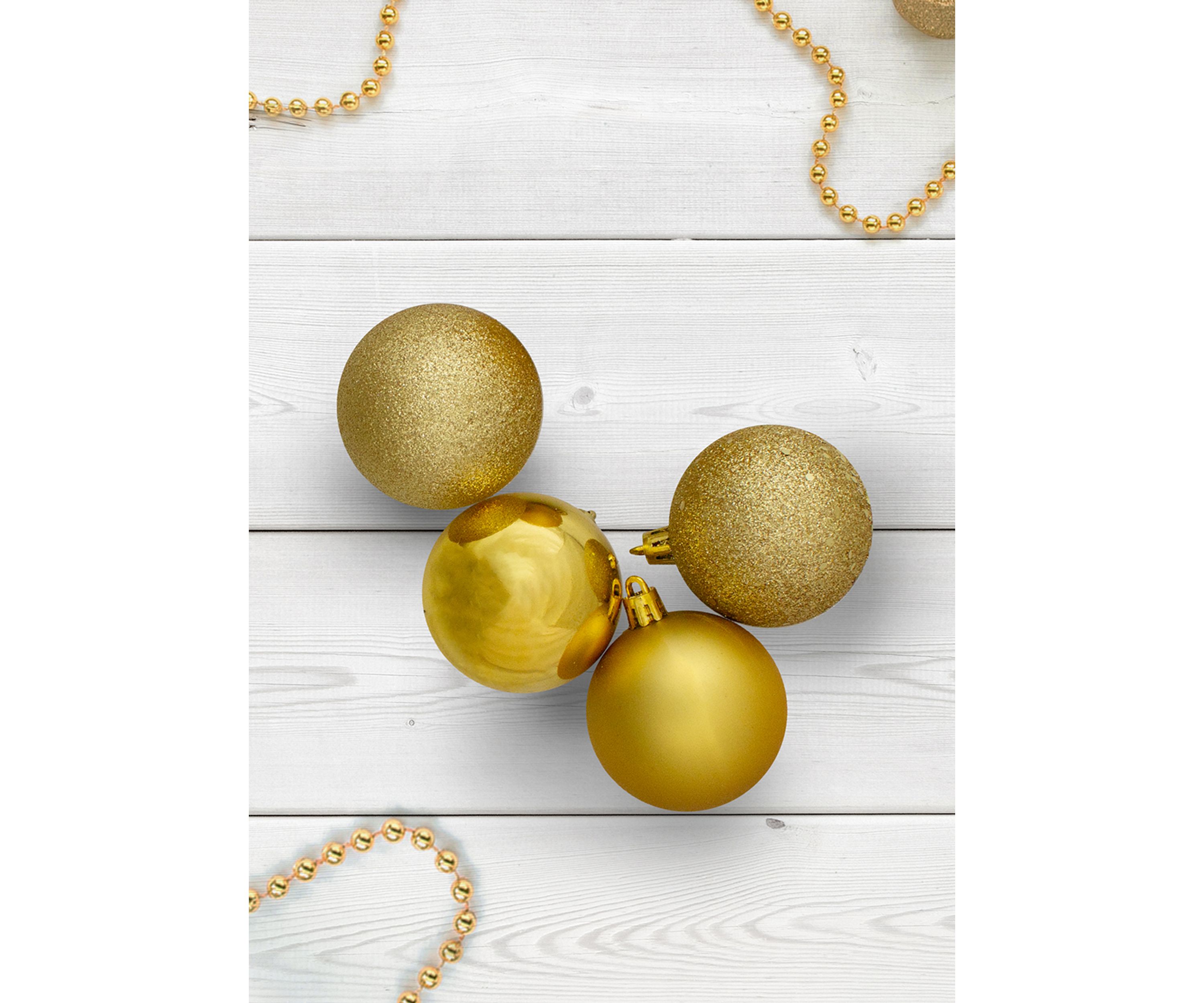 60ct Vegas Gold Shatterproof 4 Finish Christmas Ball Ornaments 2.5Inch (60mm)