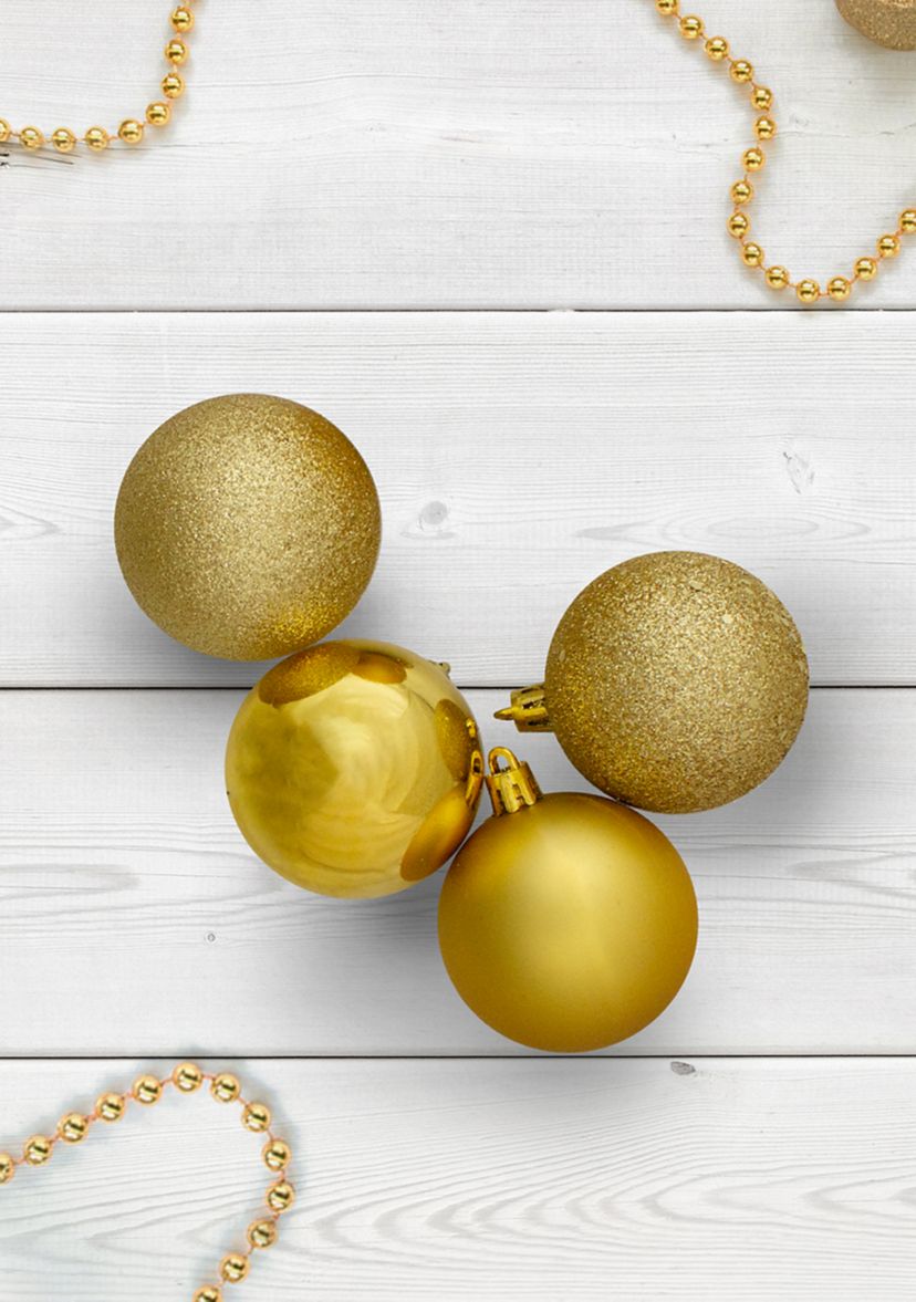 60ct Vegas Gold Shatterproof 4 Finish Christmas Ball Ornaments 2.5Inch (60mm)