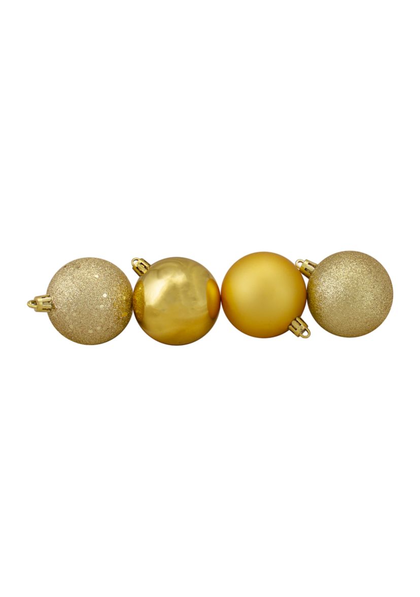 60ct Vegas Gold Shatterproof 4 Finish Christmas Ball Ornaments 2.5Inch (60mm)