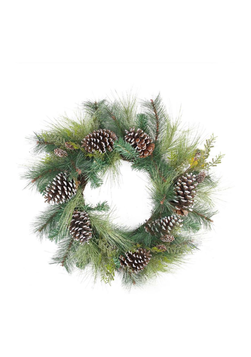 Mixed Long Needle Pine and Pine Cone Artificial Christmas Wreath - 28-Inch  Unlit