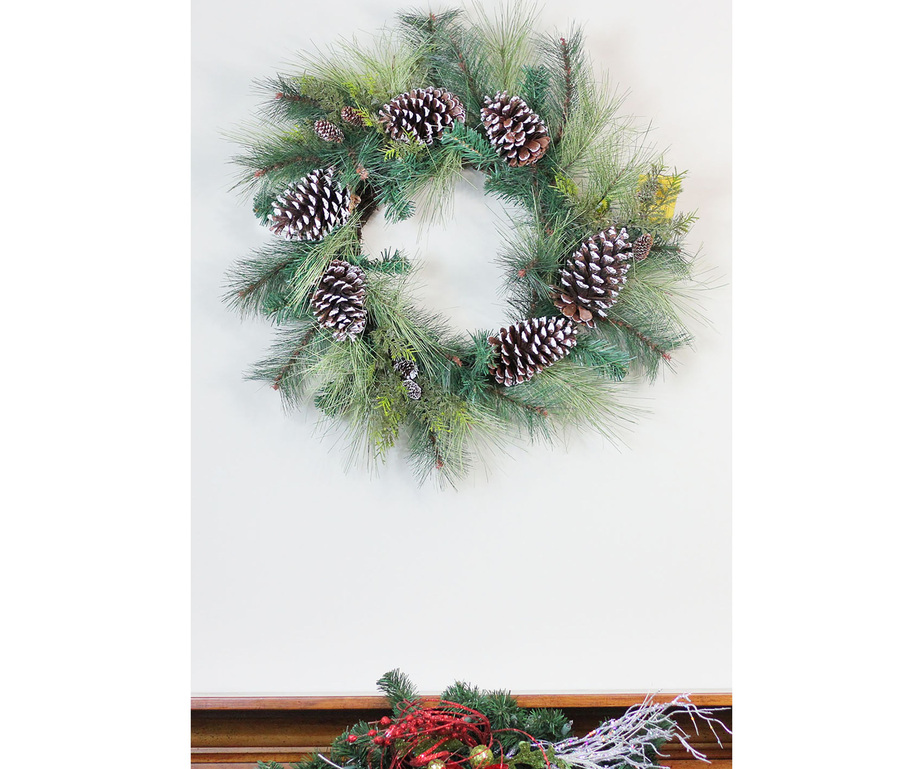 Mixed Long Needle Pine and Pine Cone Artificial Christmas Wreath - 28-Inch  Unlit