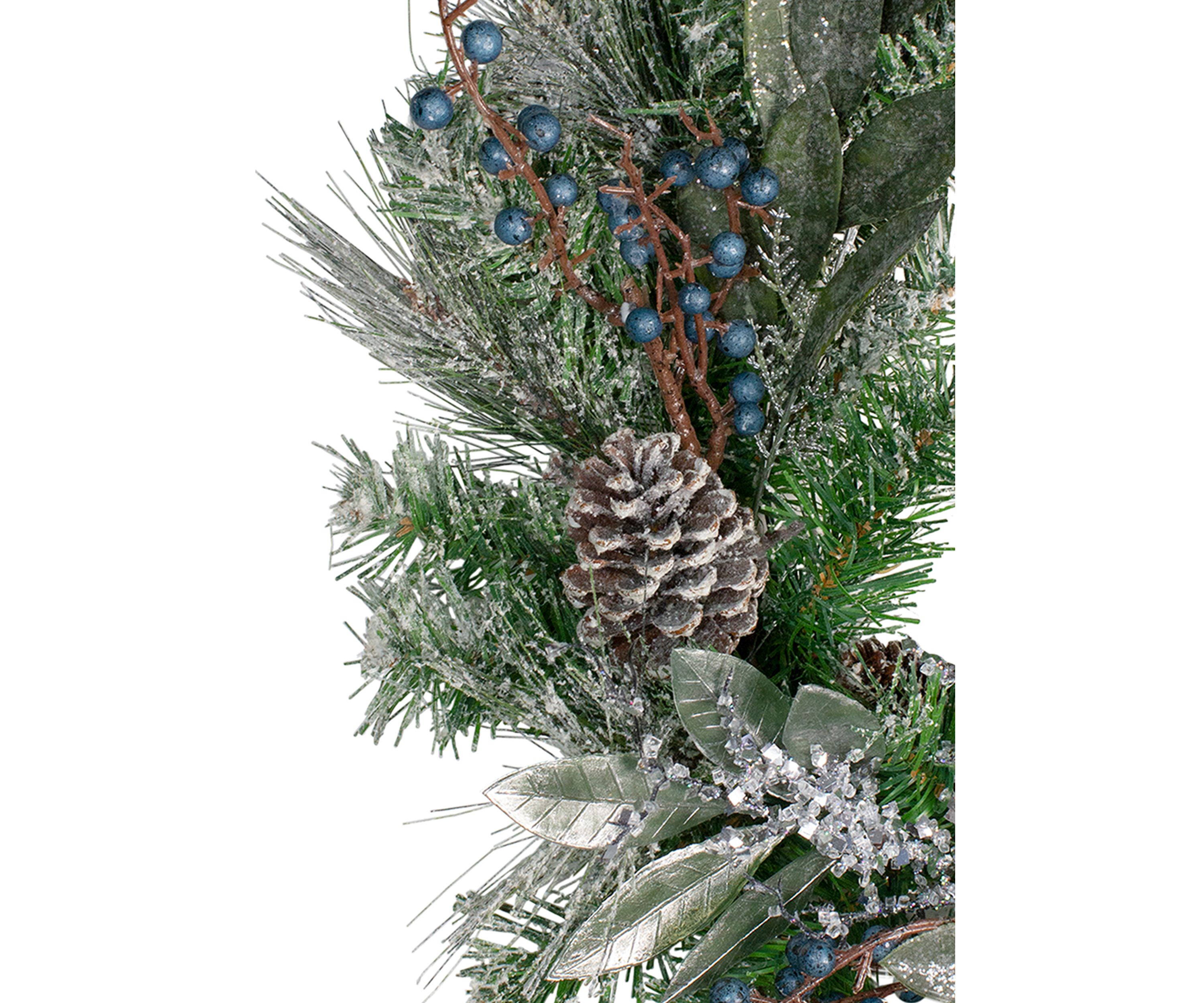 Mixed Pine and Blueberries Artificial Christmas Wreath -24-Inch  Unlit