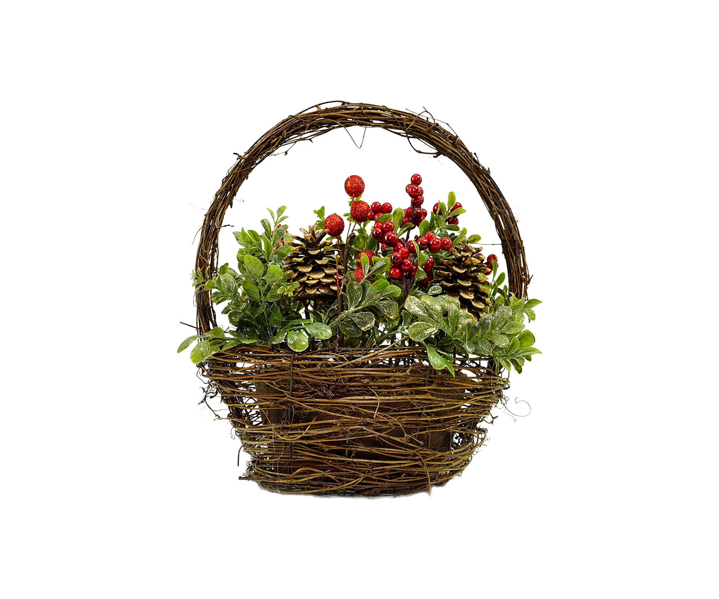 12Inch Red and Green Pine Cones Berries Christmas Tabletop Decoration