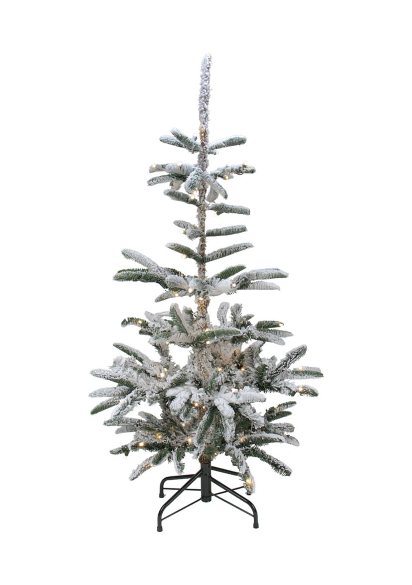 9 Pre-Lit Green Flocked Nordmann Fir Artificial Christmas Tree - Warm Clear LED Lights