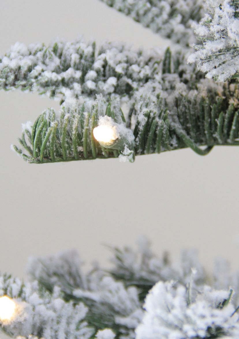 9 Pre-Lit Green Flocked Nordmann Fir Artificial Christmas Tree - Warm Clear LED Lights