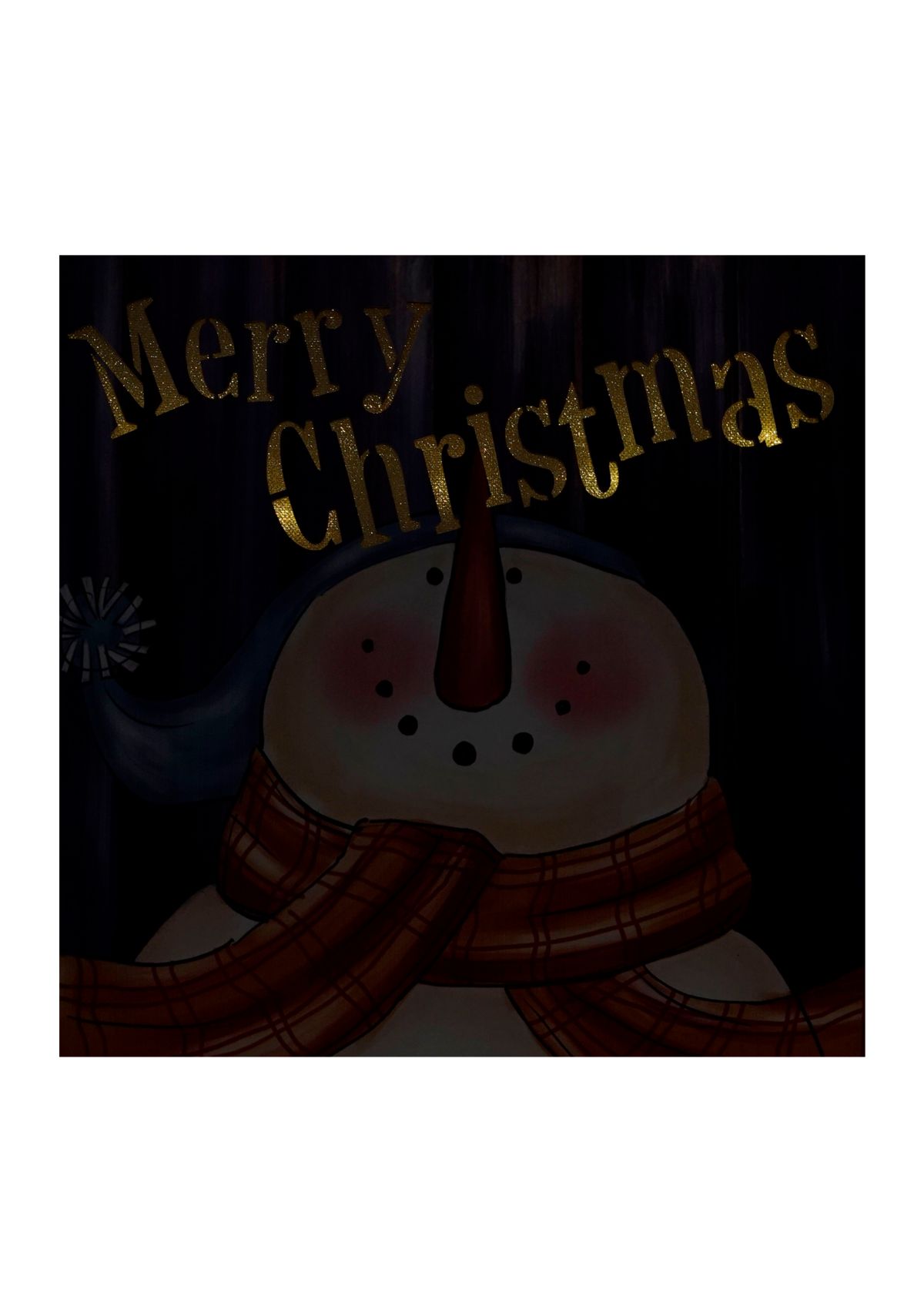 LED Lighted InchMerry ChristmasInch Snowman Christmas Canvas Wall Art 11.75Inch x 11.75Inch