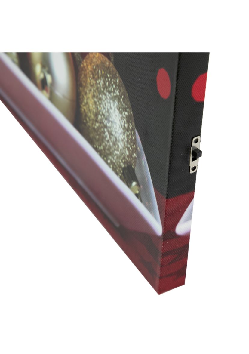LED Lighted Red and Gold Christmas Candles Display Canvas Wall Art 11.75Inch x 15.75Inch