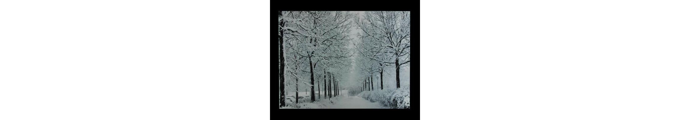 Fiber Optic Lighted Winter Lane Snowfall Christmas Canvas Wall Art 23.5inch x 15.75inch