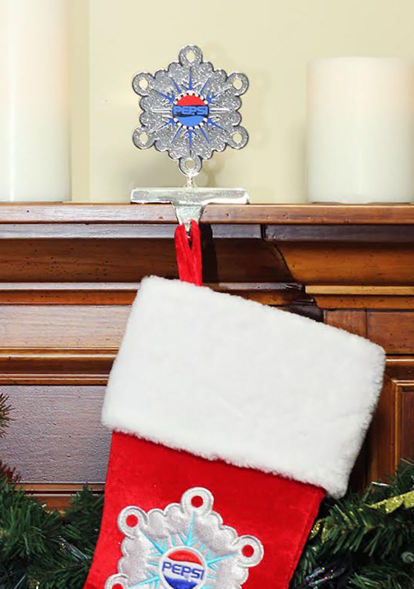 6.5Inch Silver and Blue InchPEPSIInch Snowflake Christmas Stocking Holder