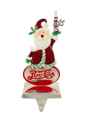 Northlight 9.75Inch Silver Plated Pepsi-Cola Santa Claus Christmas Stocking Holder