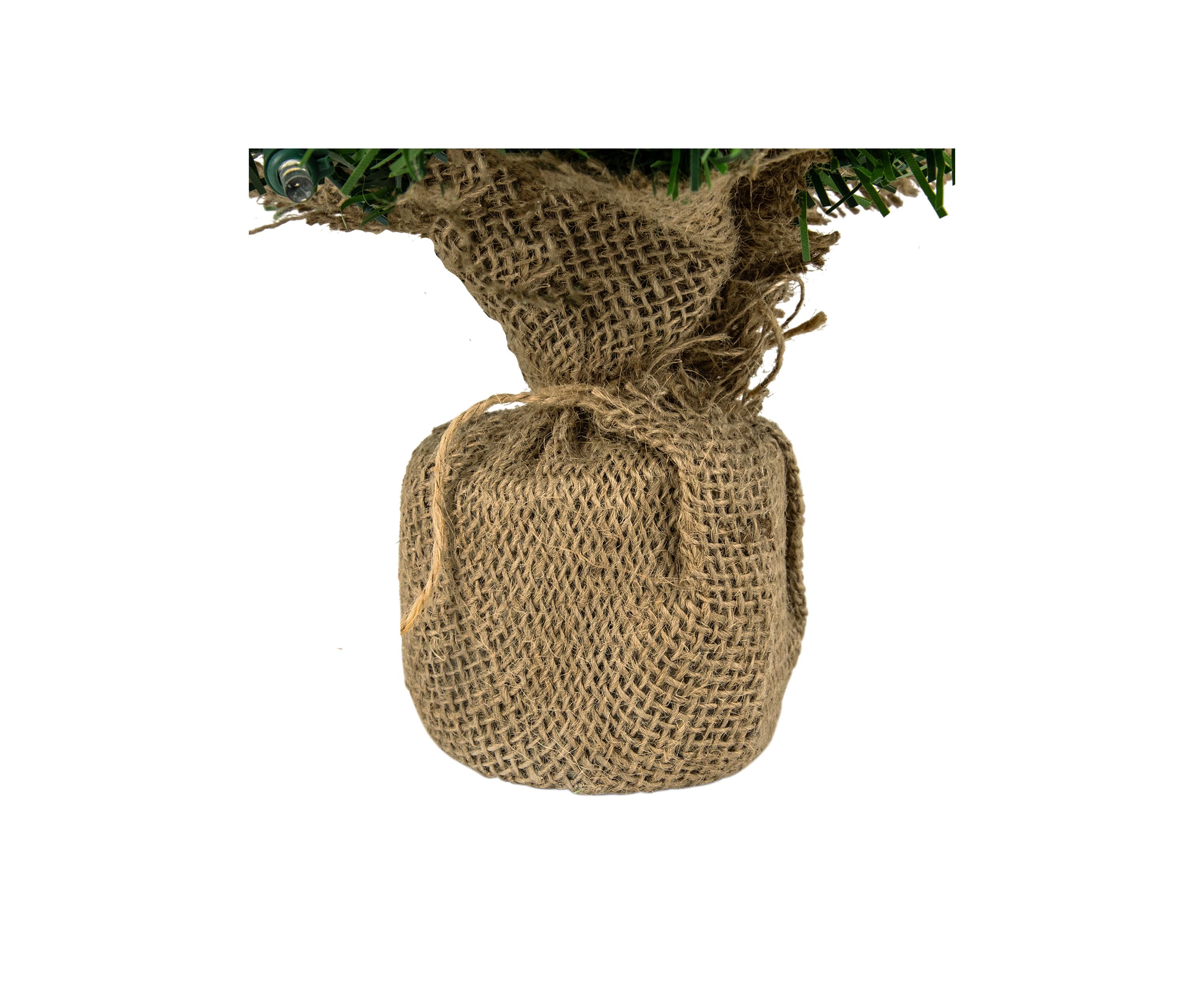 18Inch Pre-Lit Two-Tone Green Pine Artificial Christmas Tree in Burlap  Clear LED Lights