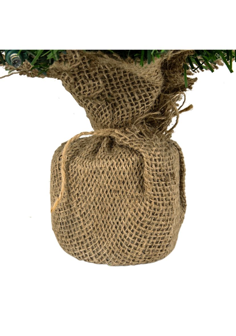 18Inch Pre-Lit Two-Tone Green Pine Artificial Christmas Tree in Burlap  Clear LED Lights
