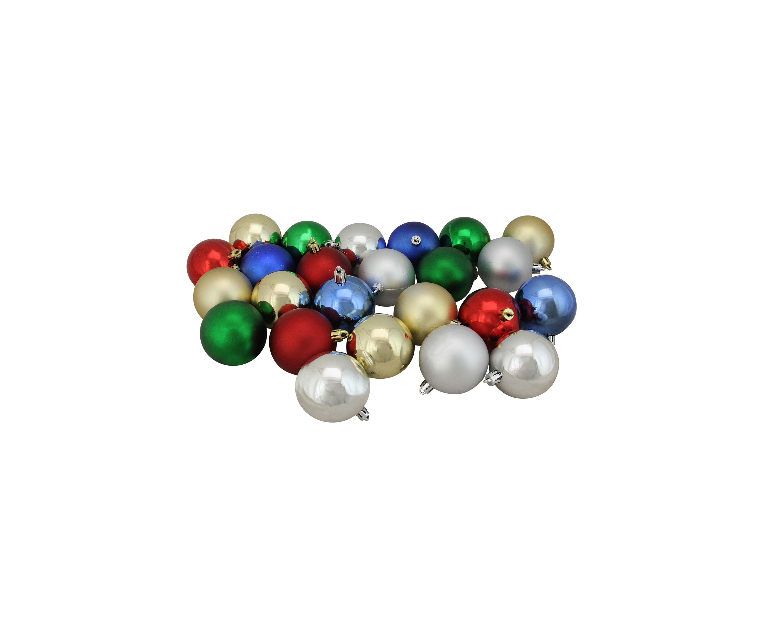 24ct Multi-Color Shatterproof 2-Finish Christmas Ball Ornaments 2.5Inch (60mm)