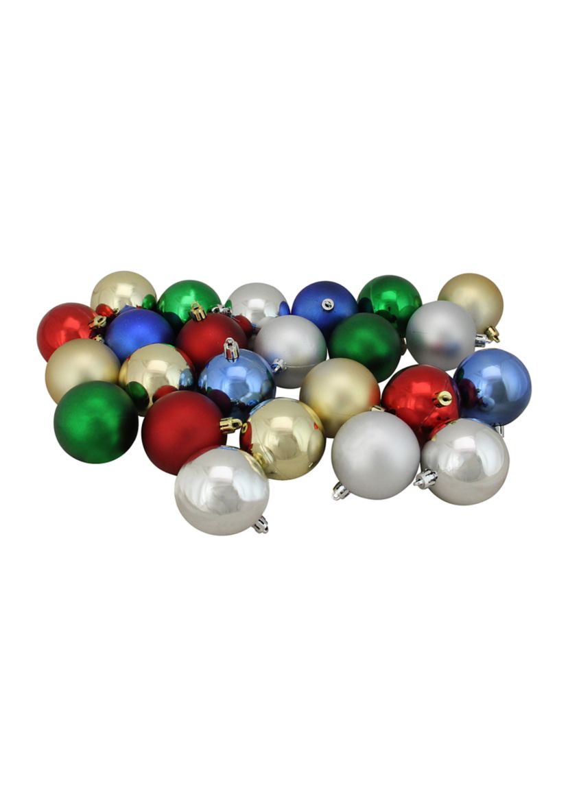 24ct Multi-Color Shatterproof 2-Finish Christmas Ball Ornaments 2.5Inch (60mm)