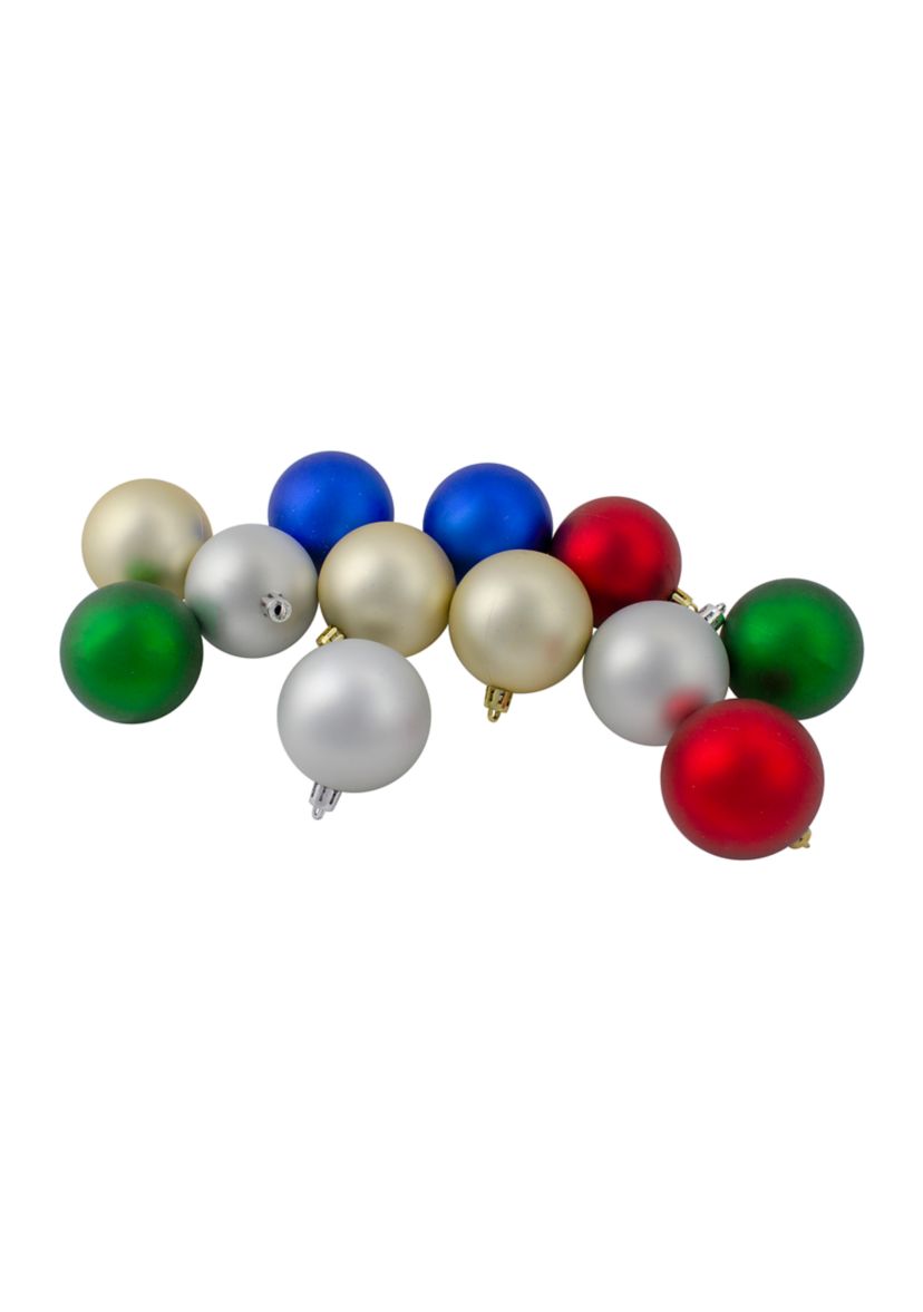 24ct Multi-Color Shatterproof 2-Finish Christmas Ball Ornaments 2.5Inch (60mm)