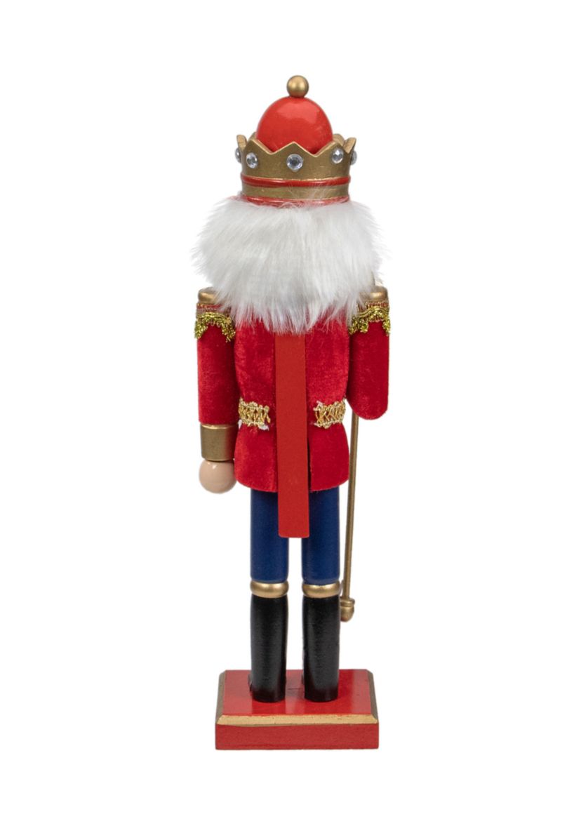14Inch Red and Gold Traditional Christmas Nutcracker King with Scepter Tabletop Figurine