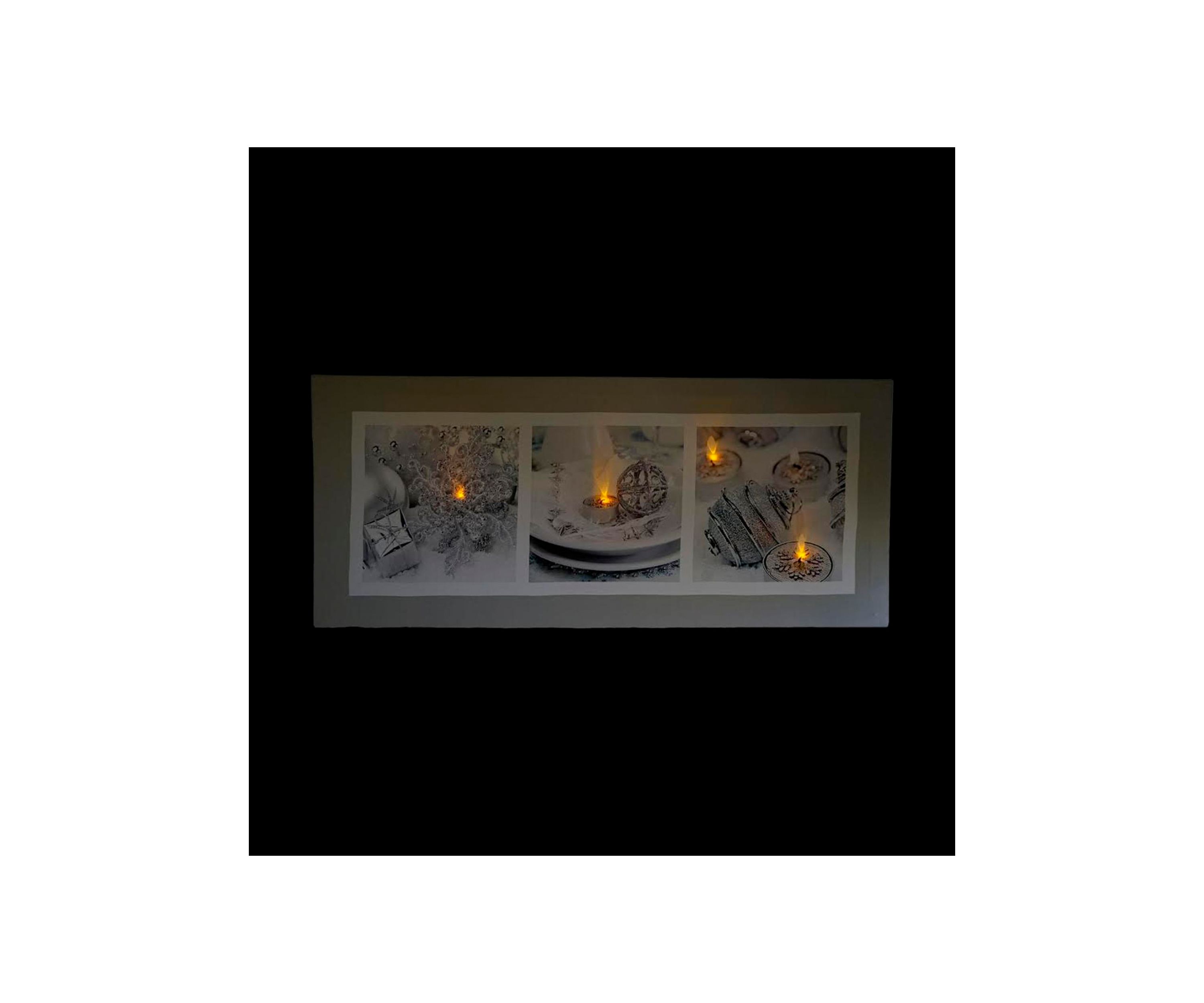 LED Lighted Shimmering Silver Splendor Christmas Canvas Wall Art 11.75Inch x 27.5Inch